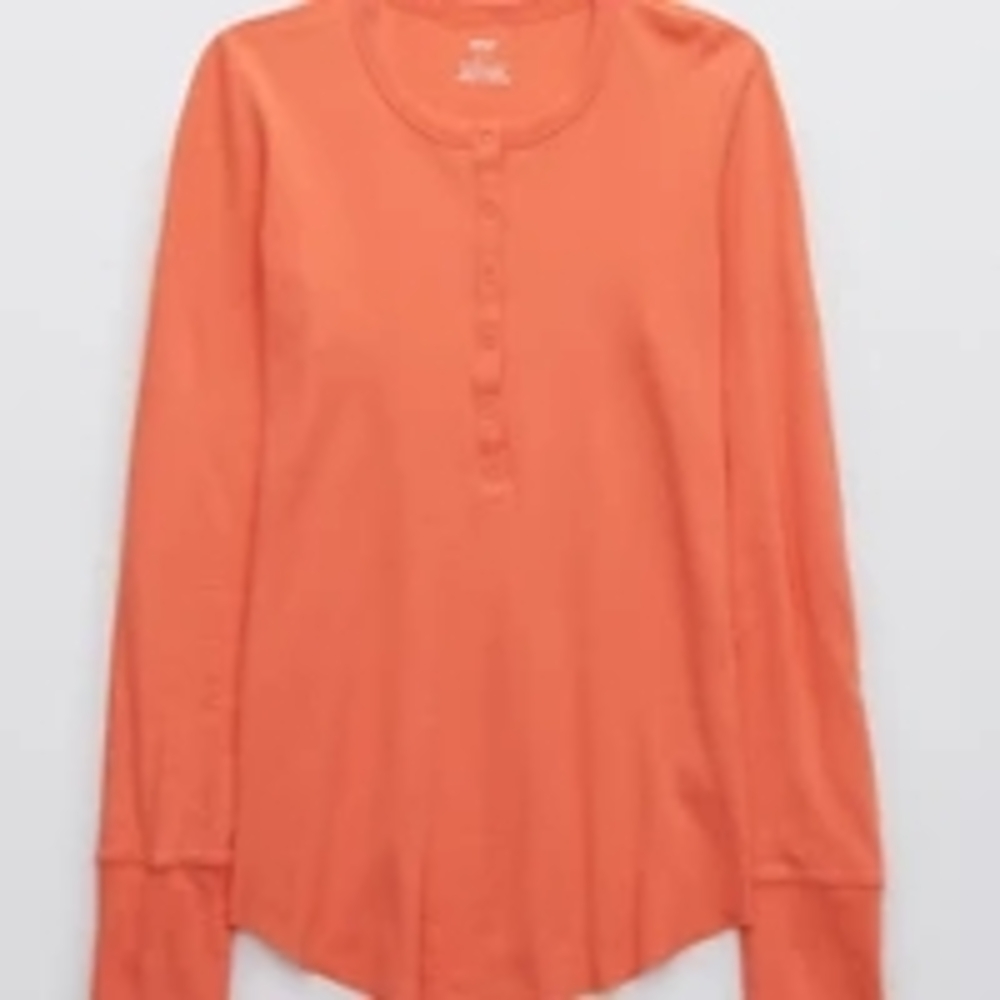 Aerie Feeling Good Knit Henley Long Sleeve Top